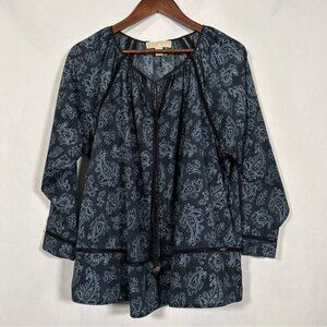 Michael Kors Navy Blue Paisley Print blouse